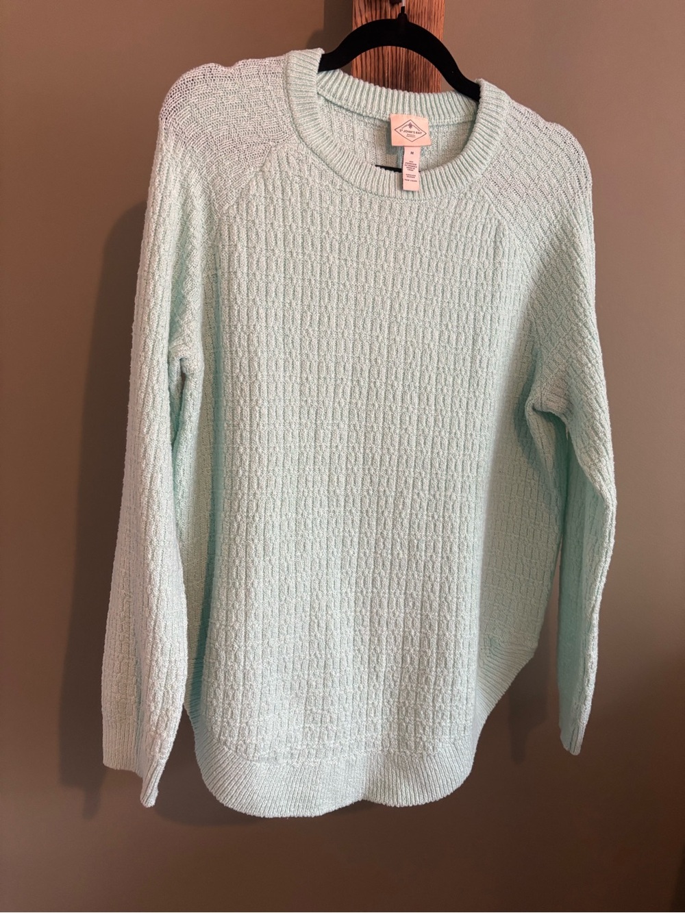 169.) St. John’s Bay / Light Mint Cable Knit Sweater